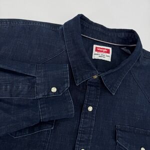 Wrangler Mens Long Sleeve Dark Wash Denim Western Shirt 3XL